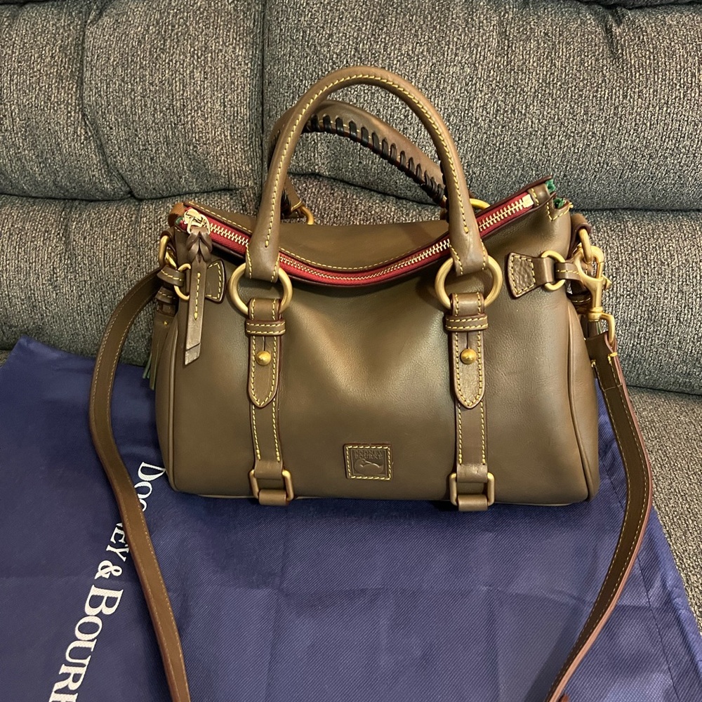 Dooney & Bourke Florentine Satchel color Elephant with Red Accents